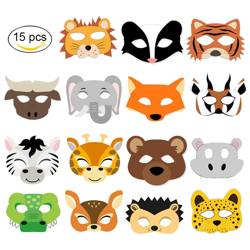 15pcs/set Animal Masks Jungle  - đánh giá và giá Zoo Party Games